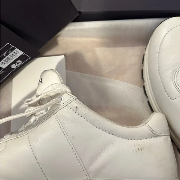 Prada White Nappa Leather Sneakers - Picture 4 of 4